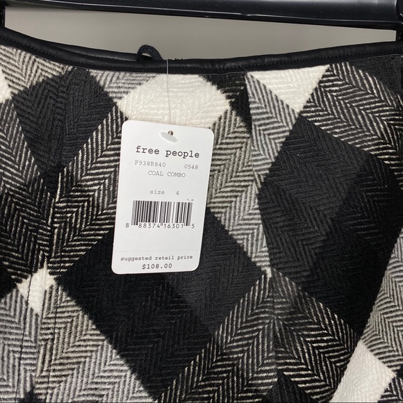 Free People Black and White Twiggy Wool Mini Skirt - Picture 4 of 5